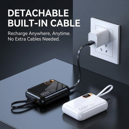 10000mAh Mini Power Bank with Built-in Cables, 66W Fast Charging Portable Battery Pack