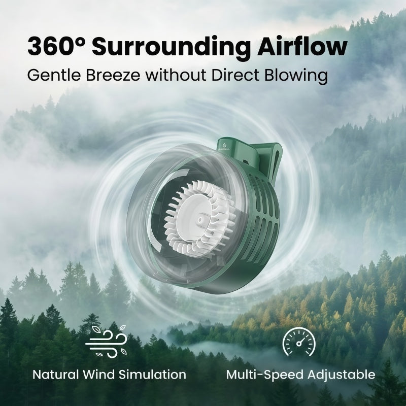 Portable Clip-On Personal Fan - Hands-Free Wearable Waist & Neck Cooling Fan, 3-Speed 360° Rotatable Rechargeable Airflow