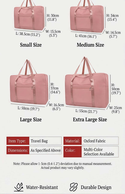 Unisex Oxford Fabric Travel Duffle Bag with Trolley Sleeve, 20L Large Capacity Carry-On Luggage Bag for Weekender
