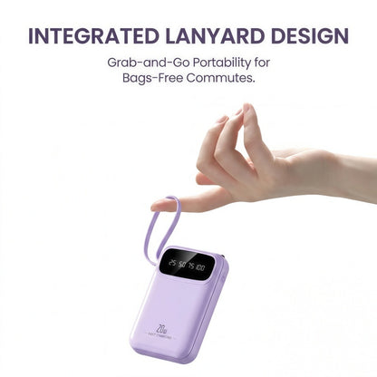 20W PD Fast Charging Portable Power Bank with Built-in Cables, LED Display & Flashlight