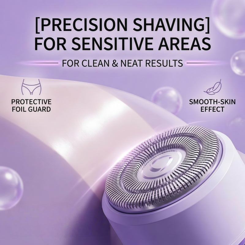 2-in-1 Cordless Women's Electric Shaver & Trimmer Set, IPX7 Waterproof, USB-C Rechargeable, Purple