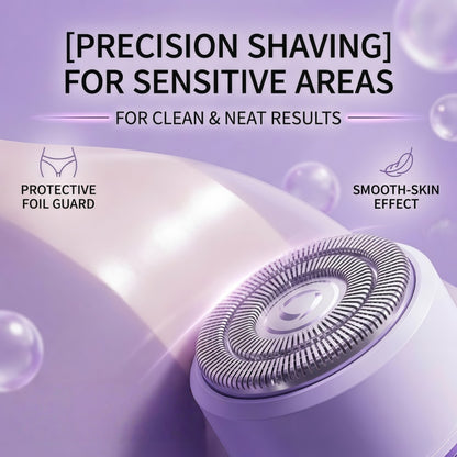 2-in-1 Cordless Women's Electric Shaver & Trimmer Set, IPX7 Waterproof, USB-C Rechargeable, Purple
