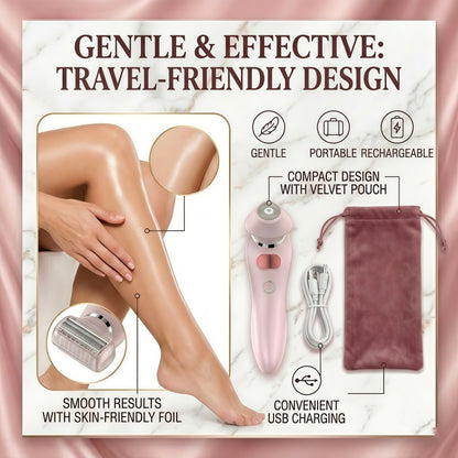Women's 2-in-1 Electric Shaver & Trimmer Set, IPX7 Waterproof, LED Display, USB Rechargeable