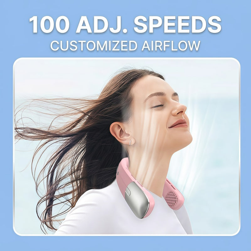 Portable Bladeless Neck Fan with Cooling Plate – 4000mAh Rechargeable Personal Neck Air Conditioner with LED Display & 100-Speed Airflow