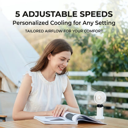 Portable Handheld Fan – 10000mAh USB-C Rechargeable Mini Fan with Smart LED Display, 5 Speeds, 90° Foldable Neck & Aroma Diffuser