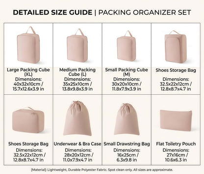 8-Piece Compression Packing Cubes Set for Travel, Expandable Luggage Organizers with Shoe Bag & Toiletry Pouch