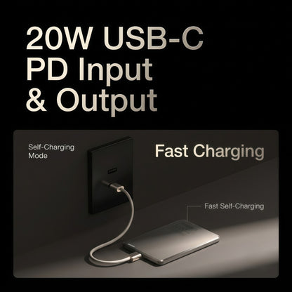 Ultra-Slim 5000mAh Magnetic Wireless Power Bank - 15W Wireless & 20W USB-C PD Fast Charging