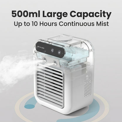 Portable Misting Desk Fan, 500ml Evaporative Air Cooler with Smart Touch Screen & 2 Speeds