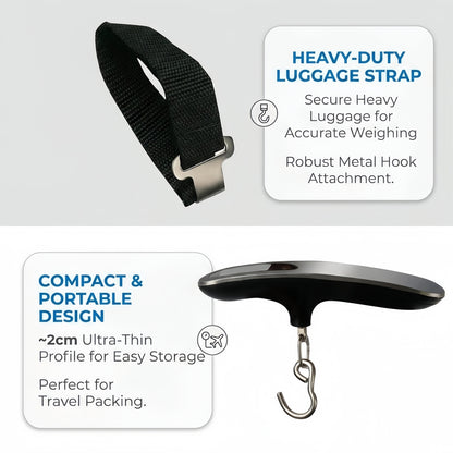 Portable Digital Luggage Scale - 110lbs/50kg Hanging Travel Weight Scale with Backlit LCD & Tare Function