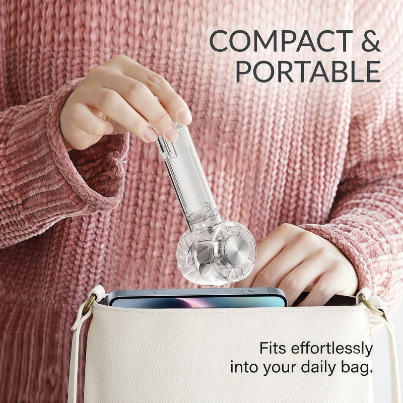 3-in-1 Portable Cyberpunk Mini Handheld Fan – Ultra-Quiet USB-C Rechargeable Personal Desk & Clip-On Fan with Cold Compress Feature