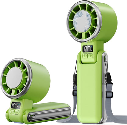 3-in-1 Portable Handheld Turbo Fan with Semiconductor Ice Cooling Plate, LED Display & Neck Lanyard