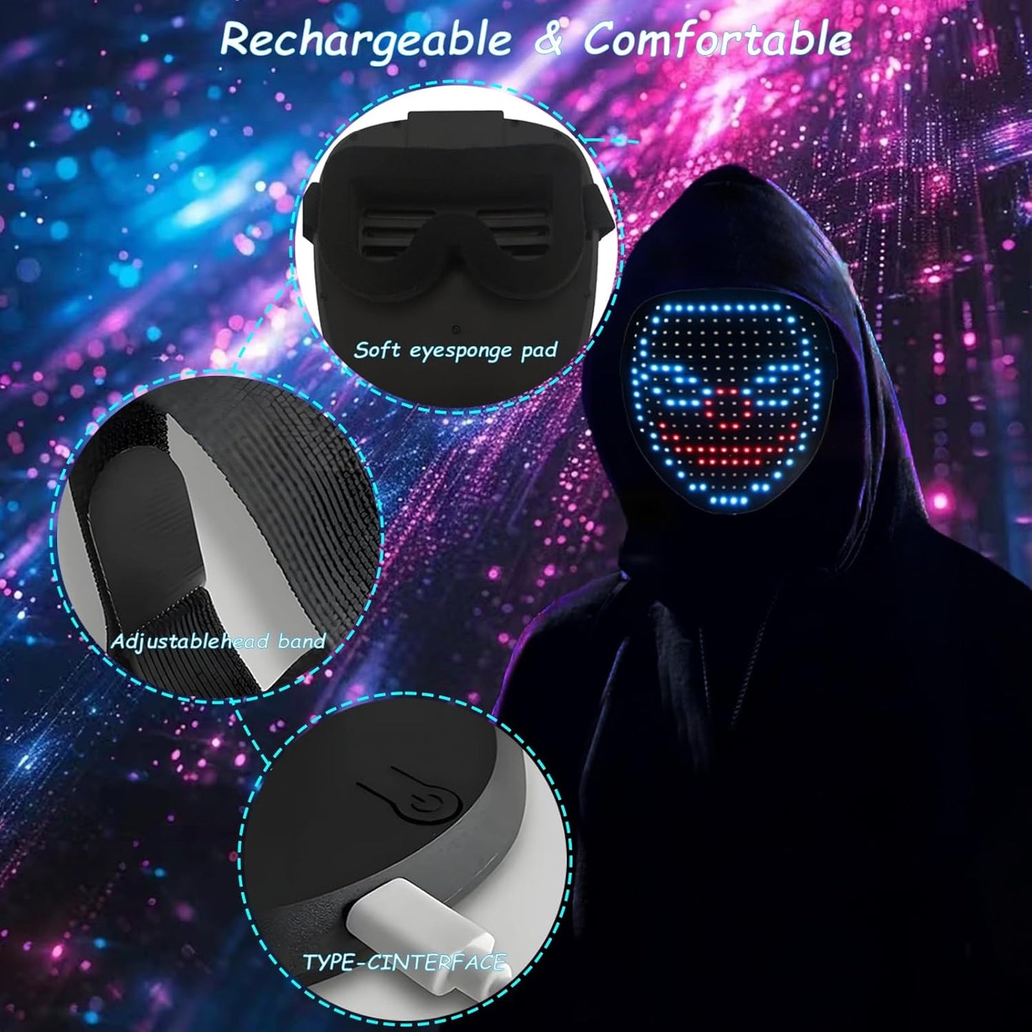 LED Light Up Mask with Gesture Sensing