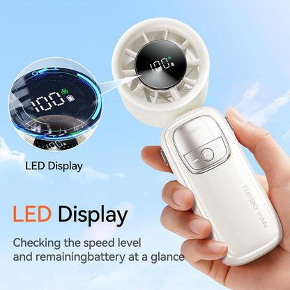 3-in-1 Portable Handheld Turbo Fan – 100 Speed Adjustable Mini Neck & Desk Fan with LED Display & 3000mAh Battery
