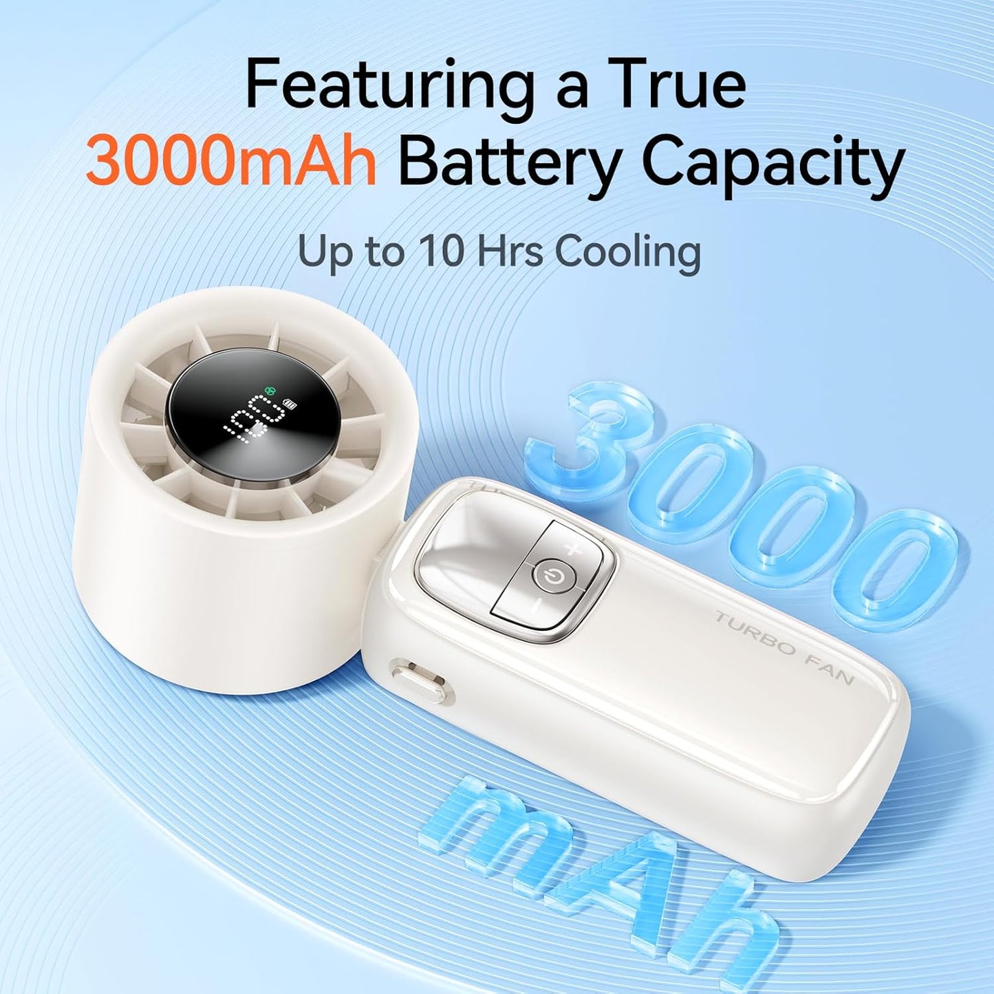 3-in-1 Portable Handheld Turbo Fan – 100 Speed Adjustable Mini Neck & Desk Fan with LED Display & 3000mAh Battery