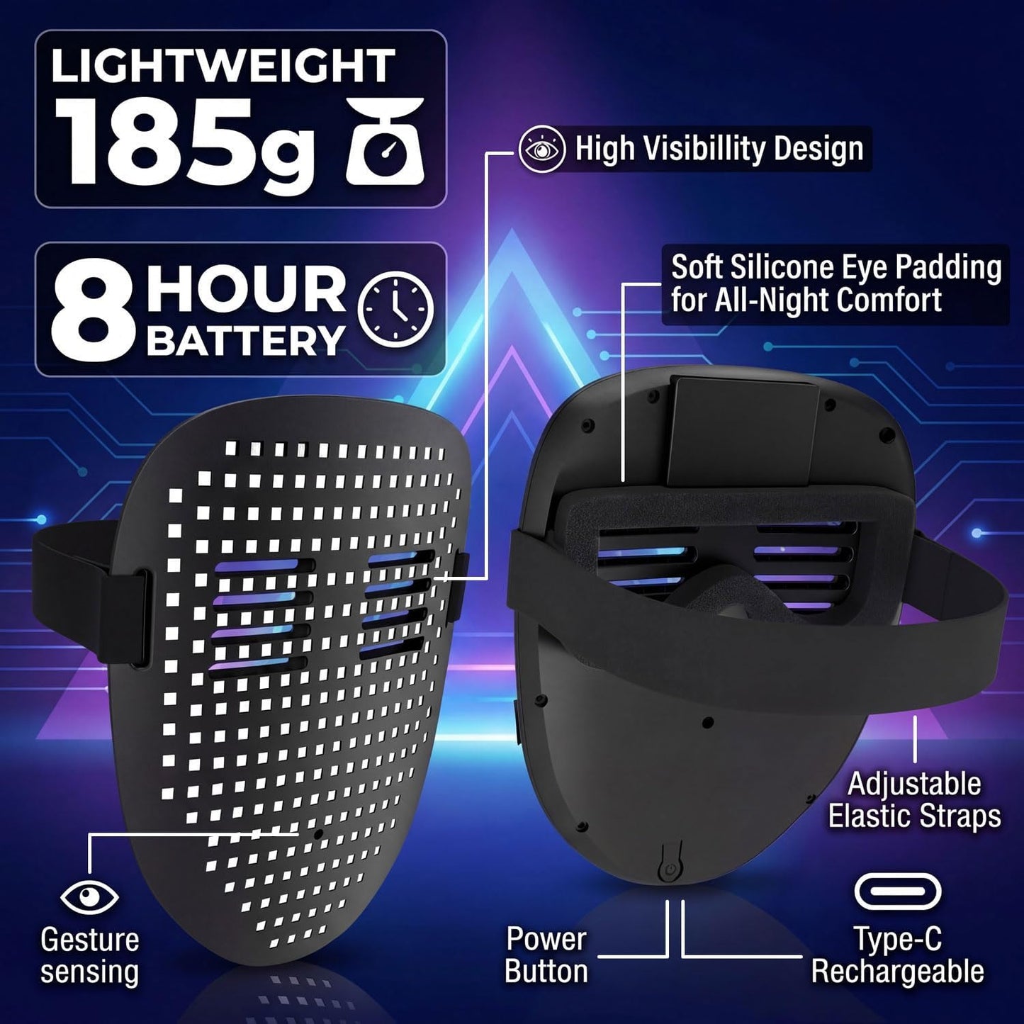 LED Light Up Mask with Gesture Sensing