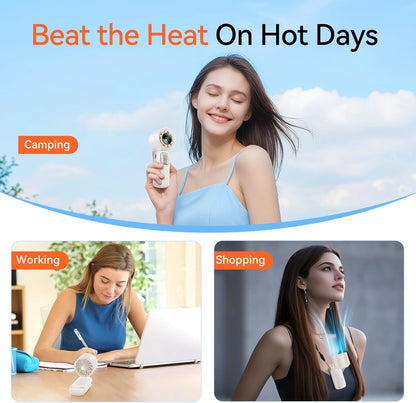 3-in-1 Portable Handheld Turbo Fan – 100 Speed Adjustable Mini Neck & Desk Fan with LED Display & 3000mAh Battery