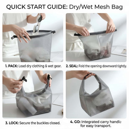 Water-Resistant EVA Mesh Travel Dry Bag - Roll-Top Swim, Gym & Toiletry Organizer