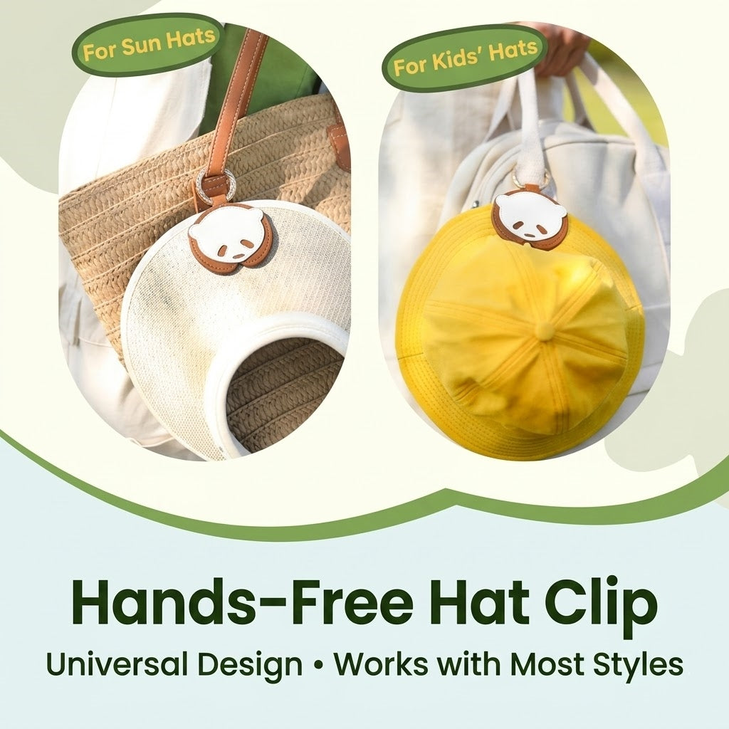 Magnetic Travel Hat Clip for Bag - PU Leather Hands-Free Hat Holder