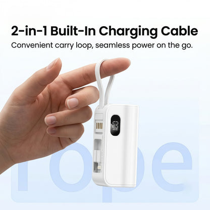5000mAh Mini Portable Power Bank with Built-in Cables & Phone Stand