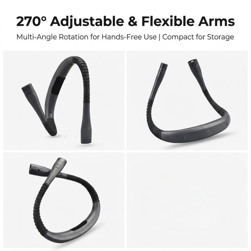 Rechargeable LED Neck Reading Light – 3 Color Modes, 3 Brightness Levels, Flexible Silicone Arms