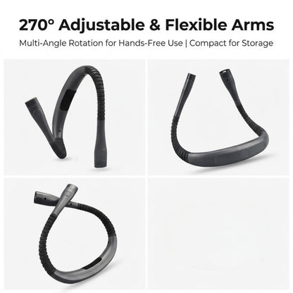 Rechargeable LED Neck Reading Light – 3 Color Modes, 3 Brightness Levels, Flexible Silicone Arms