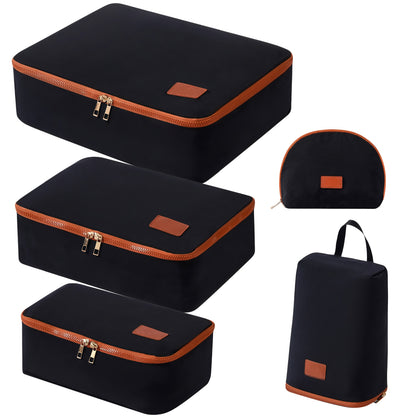 5-Piece Travel Packing Cube Set - Water-Resistant Luggage Organizer Bags with Shoe Bag