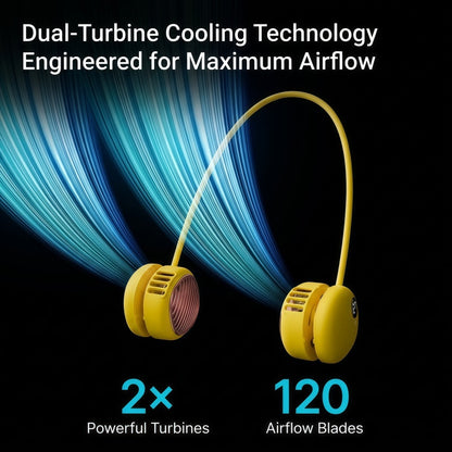 Portable Neck Fan, Hands-Free Wearable Bladeless Fan with 5 Speeds, LED Display & 360° Flexible Gooseneck – Rechargeable USB-C Personal Fan for Outdoor, Sports & Travel