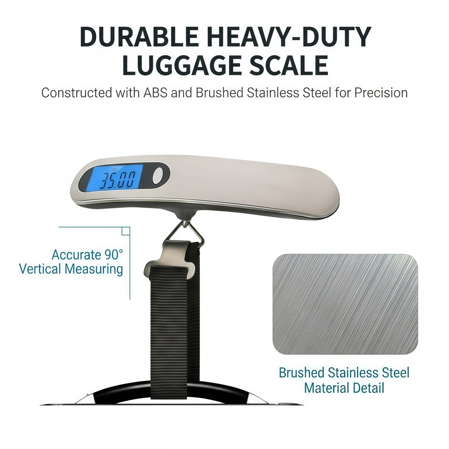 Portable Digital Luggage Scale - 110lbs/50kg Hanging Travel Weight Scale with Backlit LCD & Tare Function