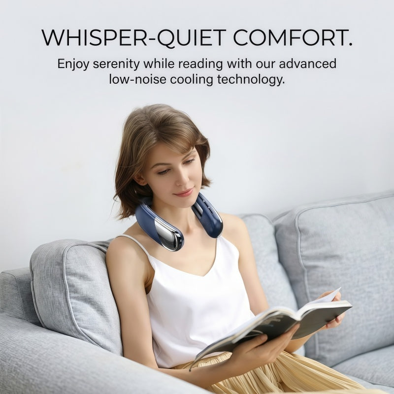 Portable Bladeless Neck Fan – 360° Cooling, 5-Speed Personal Wearable Fan with Smart LED Display & TEC Cooling Plate