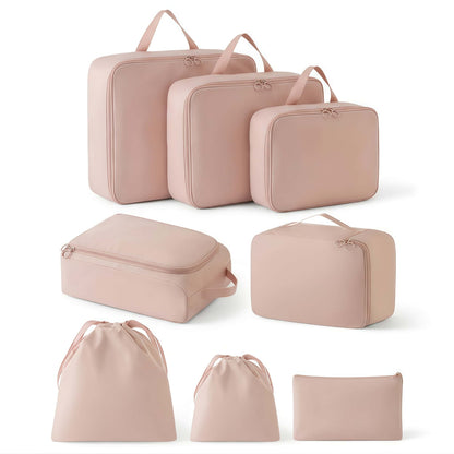 8-Piece Compression Packing Cubes Set for Travel, Expandable Luggage Organizers with Shoe Bag & Toiletry Pouch