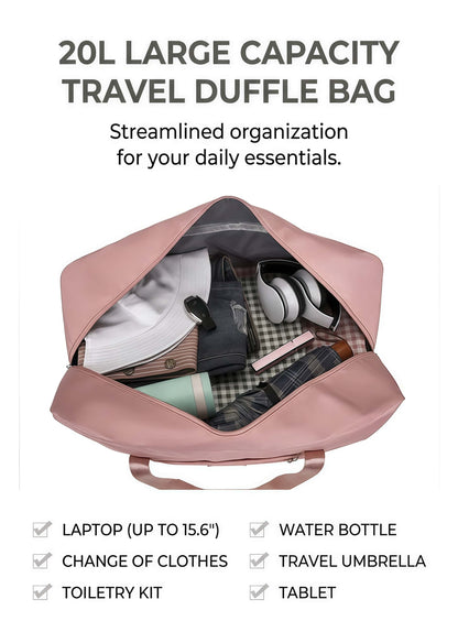 Unisex Oxford Fabric Travel Duffle Bag with Trolley Sleeve, 20L Large Capacity Carry-On Luggage Bag for Weekender