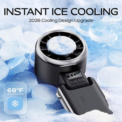 3-in-1 Portable Handheld Turbo Fan with Semiconductor Ice Cooling Plate, LED Display & Neck Lanyard