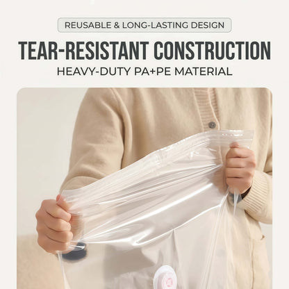 Heavy-Duty Cube Vacuum Storage Bags - No Pump Needed Space Saver Bags for Clothes & Bedding, Airtight & Waterproof