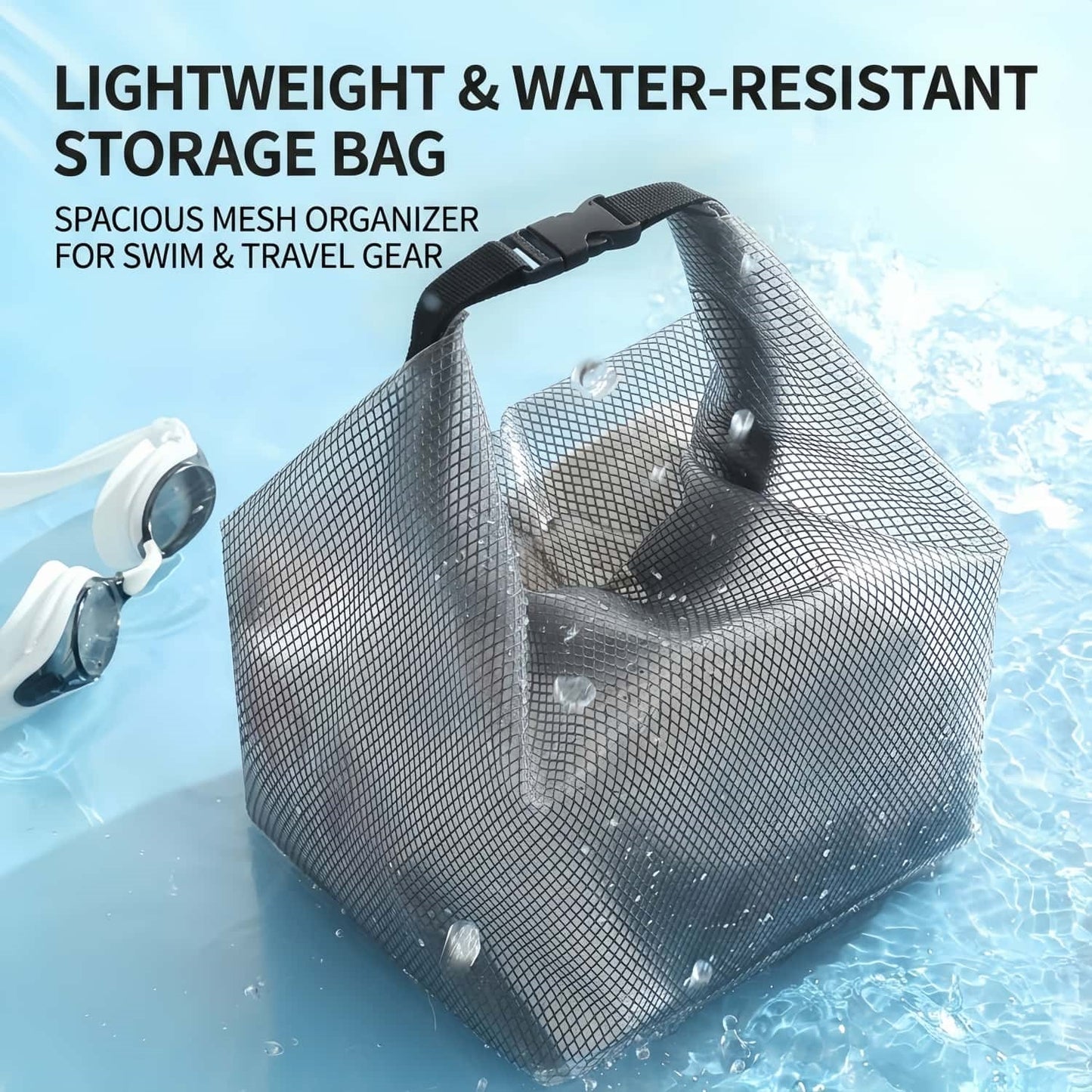 Water-Resistant EVA Mesh Travel Dry Bag - Roll-Top Swim, Gym & Toiletry Organizer