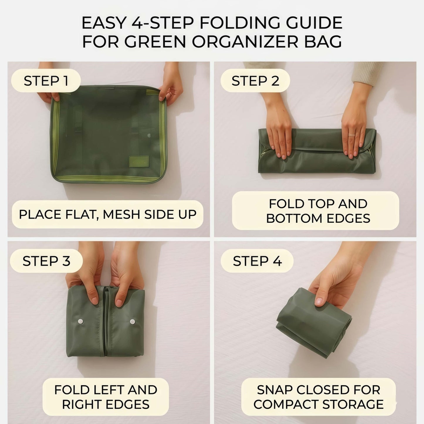 7-Piece Travel Packing Cube Set - Lightweight Luggage Organizer Bags - Green