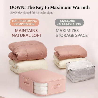 Multi-Layer Compressible Fabric Storage Bag with Air Valve and Window for Blankets Quilts, Multiple Sizes