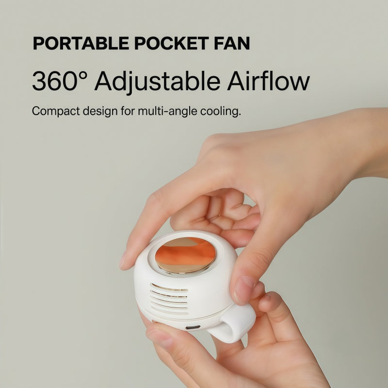 Portable Bladeless Clip-On Fan – 360° Airflow Personal Wearable Pocket Fan