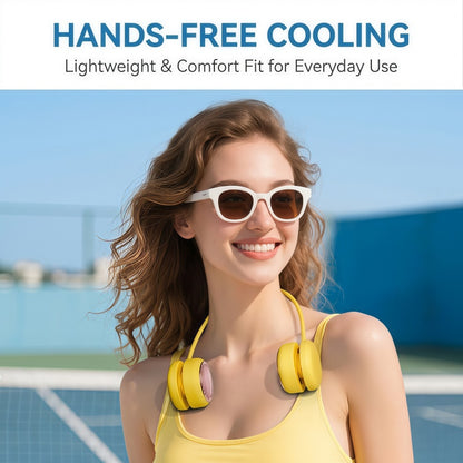 Portable Neck Fan, Hands-Free Wearable Bladeless Fan with 5 Speeds, LED Display & 360° Flexible Gooseneck – Rechargeable USB-C Personal Fan for Outdoor, Sports & Travel