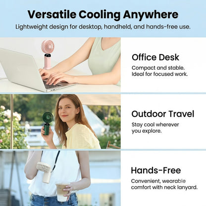 Portable Handheld Fan – 10000mAh USB-C Rechargeable Mini Fan with Smart LED Display, 5 Speeds, 90° Foldable Neck & Aroma Diffuser