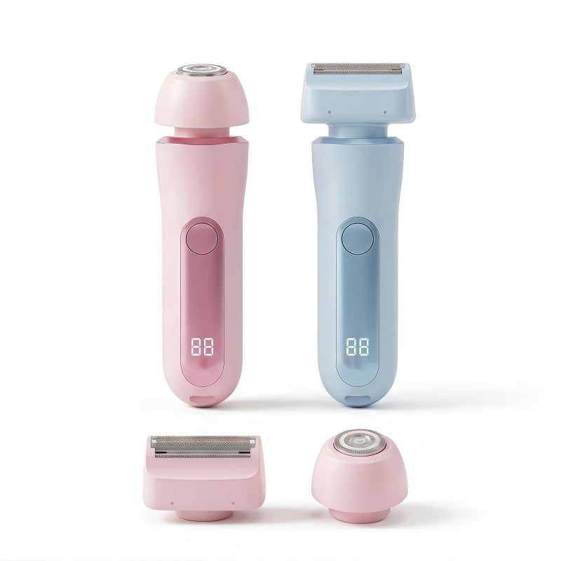 Women's 2-in-1 Electric Shaver & Body Trimmer - Dual Head, LED Display, USB-C Rechargeable, Pink