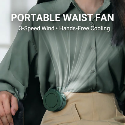 Portable Clip-On Personal Fan - Hands-Free Wearable Waist & Neck Cooling Fan, 3-Speed 360° Rotatable Rechargeable Airflow