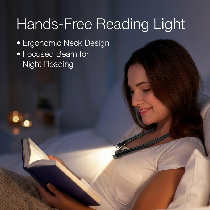Rechargeable LED Neck Reading Light – Hands-Free Flexible Book Light with 3 Color Modes & Power Bank