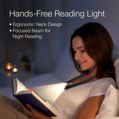 Rechargeable LED Neck Reading Light – Hands-Free Flexible Book Light with 3 Color Modes & Power Bank