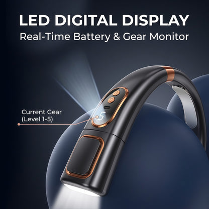 Portable Neck Fan with LED Light, 360° Airflow Ceramic Ice Cooling, 5 Speeds, 4000mAh Rechargeable Wearable Personal Fan