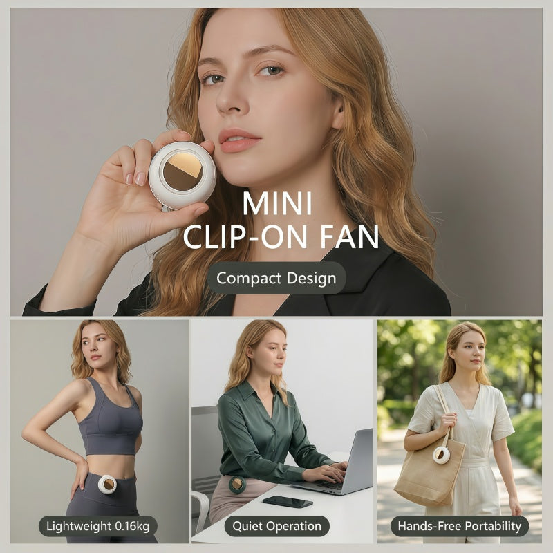 Portable Bladeless Clip-On Fan – 360° Airflow Personal Wearable Pocket Fan
