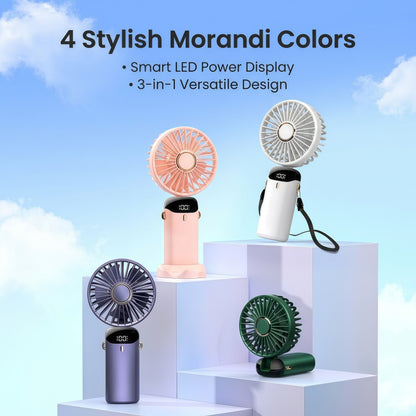 Portable Handheld Fan – 10000mAh USB-C Rechargeable Mini Fan with Smart LED Display, 5 Speeds, 90° Foldable Neck & Aroma Diffuser