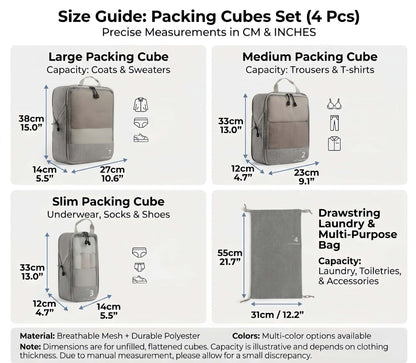 6-Piece Compression Packing Cubes Set for Travel, Lightweight Luggage Organizer Bags