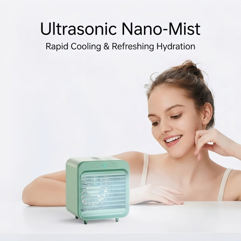Portable Desktop Air Cooler Fan – USB Rechargeable Evaporative Air Conditioner with Top-Fill Water Tank, 3 Speeds & Ultra-Quiet Operation