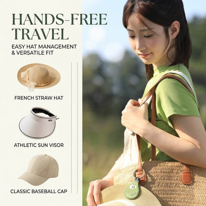 Magnetic Travel Hat Clip for Bag - PU Leather Hands-Free Hat Holder
