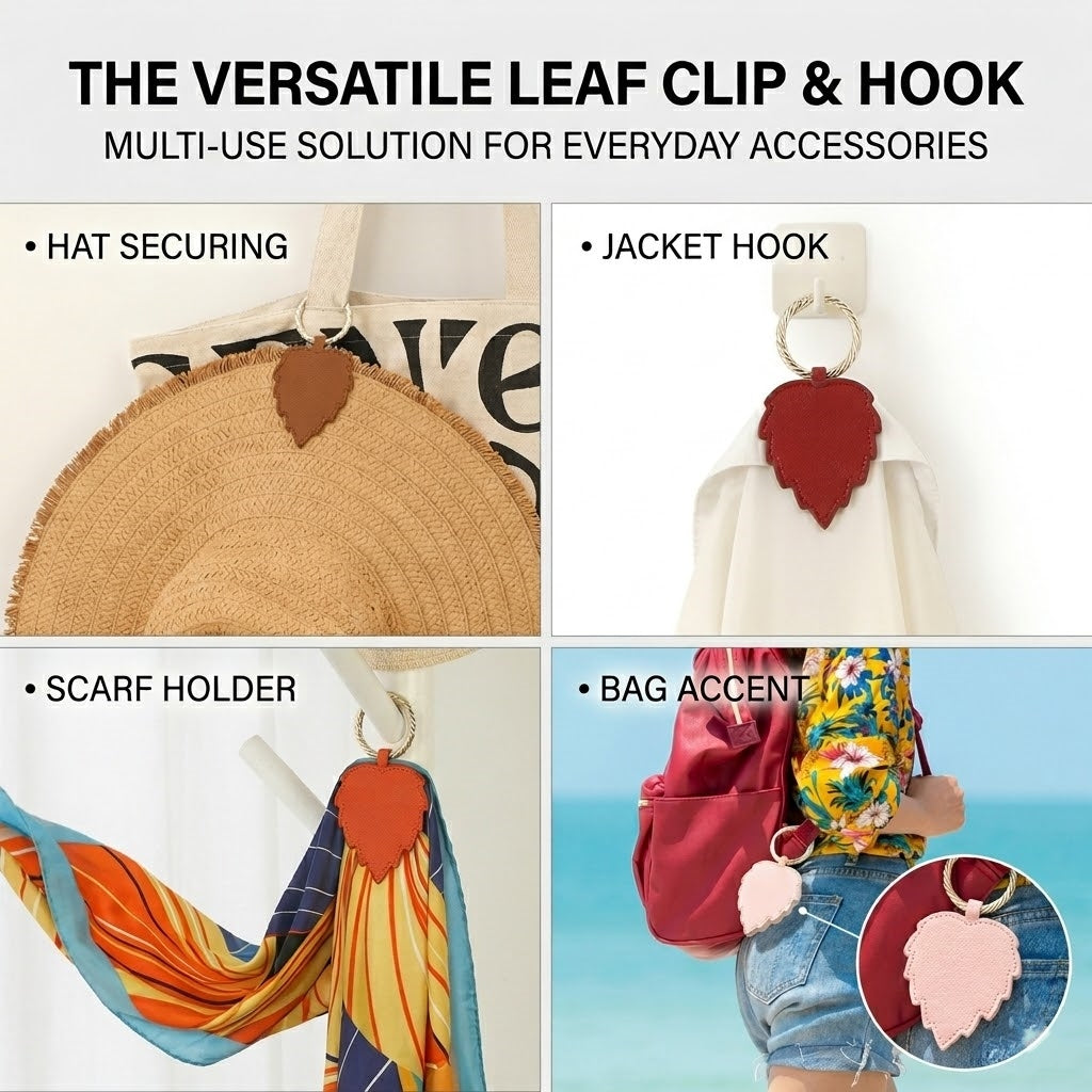 Vegan Leather Magnetic Hat Clip for Travel, Hands-Free Hat Holder Accessory for Bags and Luggage